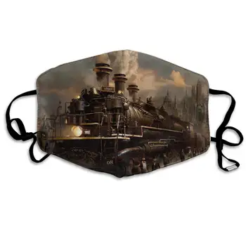 

Fashion Unisex Anti-Dust Half Face Mouth Mask Retro Train with Gray Smoke Steam Trains (13)