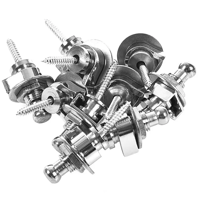 10x круглая головка гитарный Бас ремень замки Schaller-style Straplocks, серебро