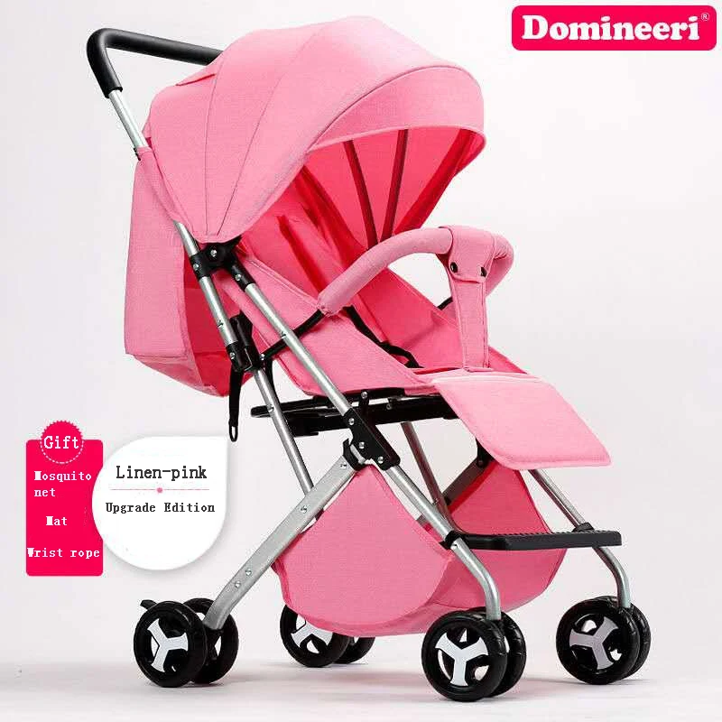 Baby trolley ultra-light, portable and easy to fold baby pocket umbrella trolley umbrella stroller - Цвет: B-Verison-Pink