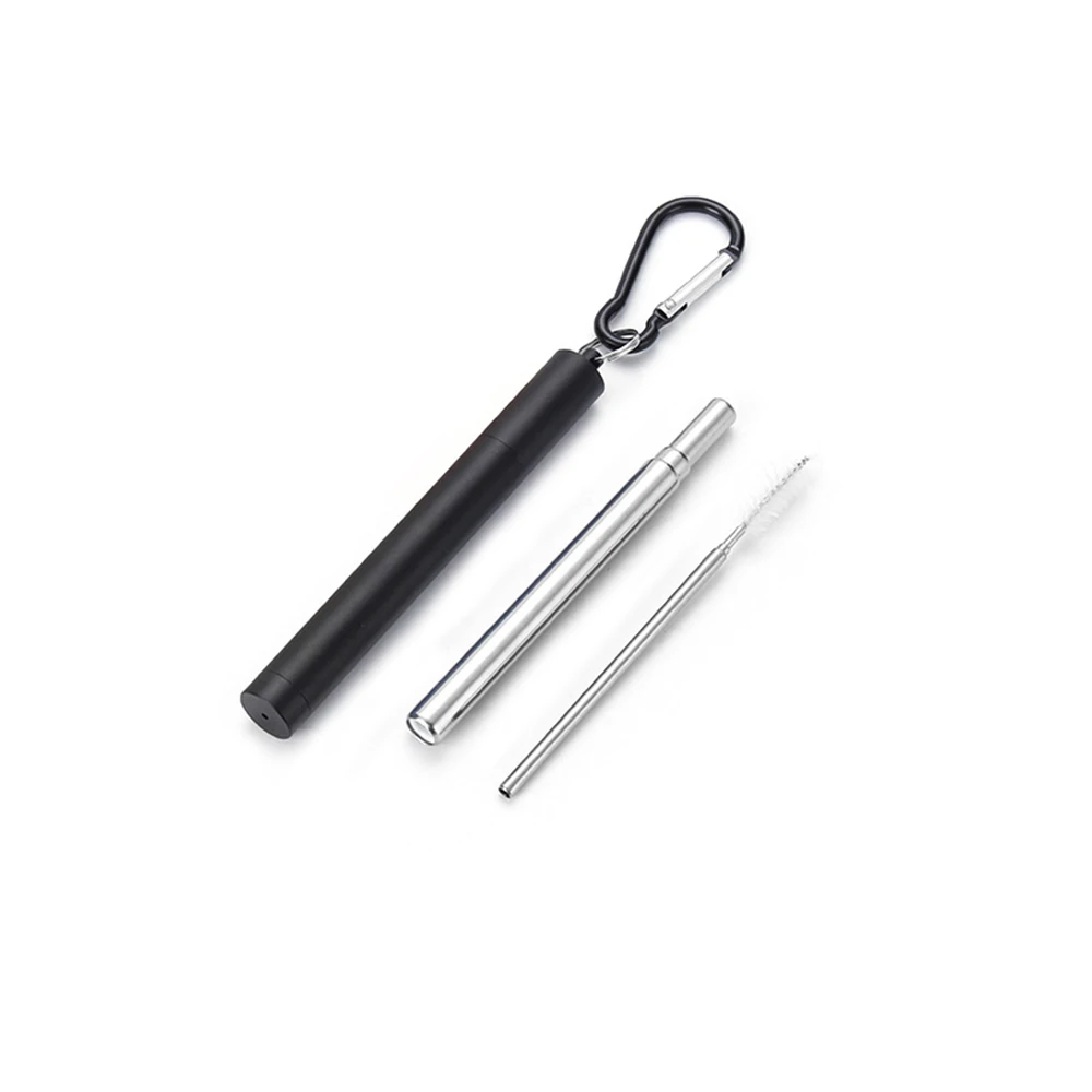 1pc grey Портативный Нержавеющая сталь телескопическая соломинкой Для путешествий многоразовые cгибающийся металлический питьевой соломы с Чехол и щетка - Цвет: 1pc grey