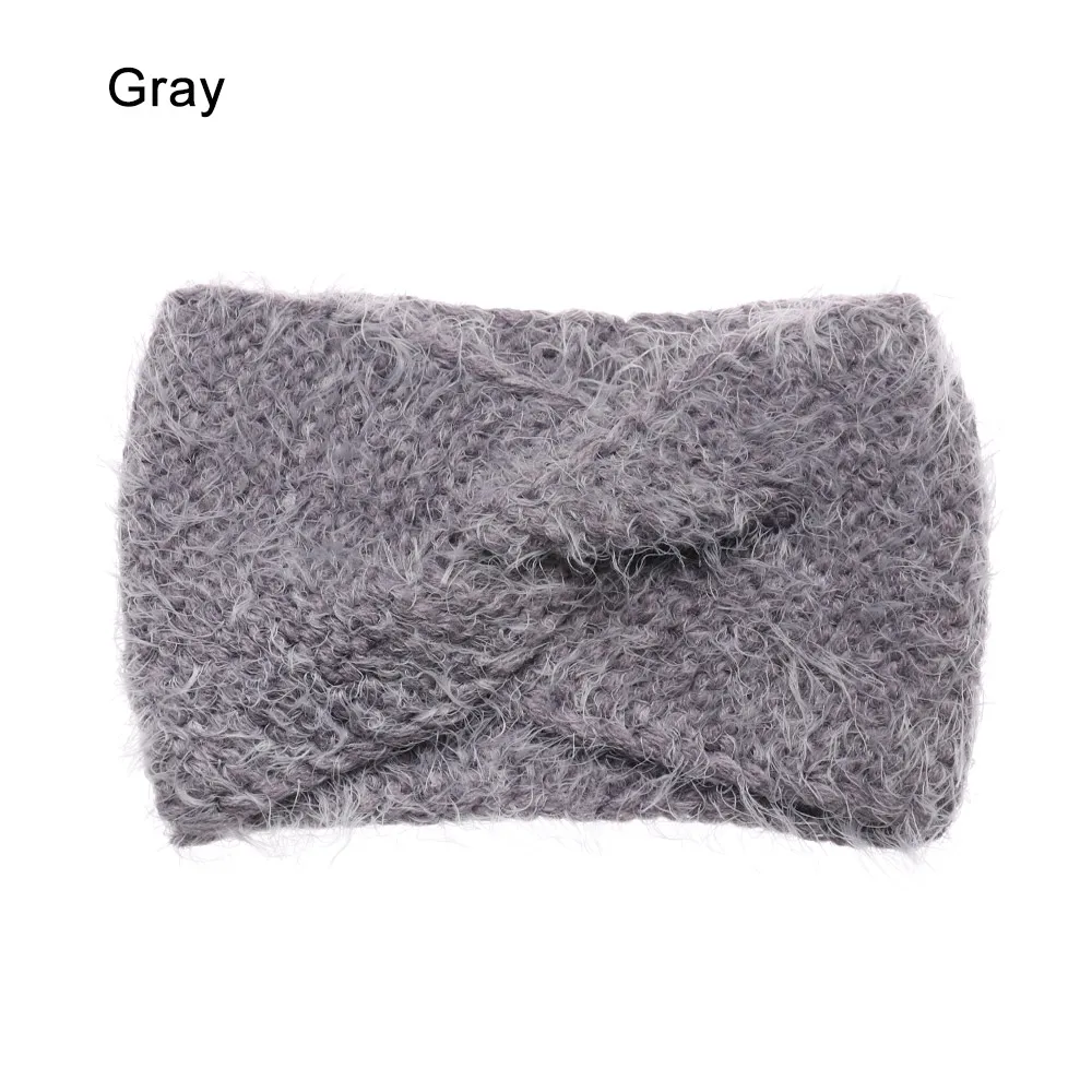 Type 01-Grey 1 шт., женские плюшевые повязки на голову из искусственного бархата, теплые вязаные повязки на голову с перекрестными узорами, женские вязаные повязки на голову, аксессуары для осени и зимы - Цвет: Type 01-Grey