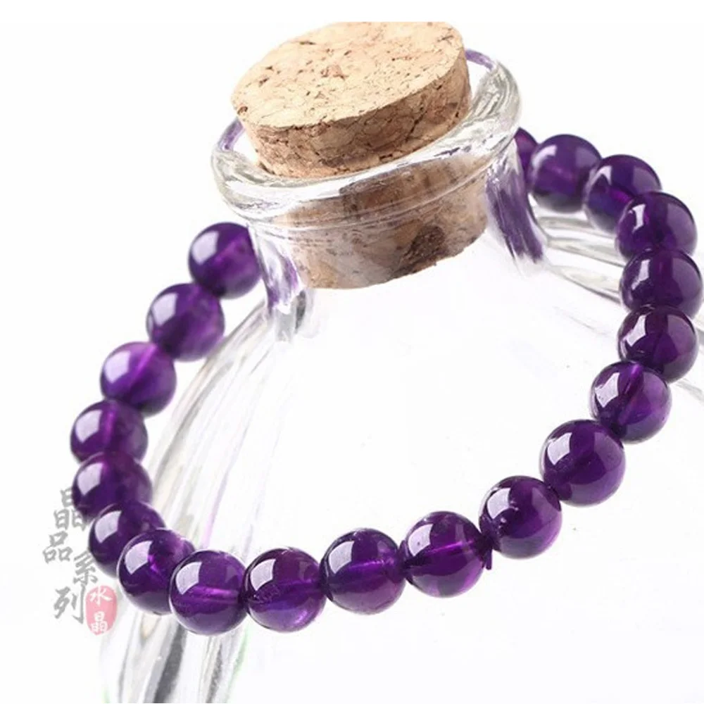 8mm Charm Beaded Bracelet With Natural Stone Beads Purple Amethysts Bracelet Bangle For Men Women Jewelry Best Friend Gift 1PC bangle bracelet beaded bracelet bead bracelet