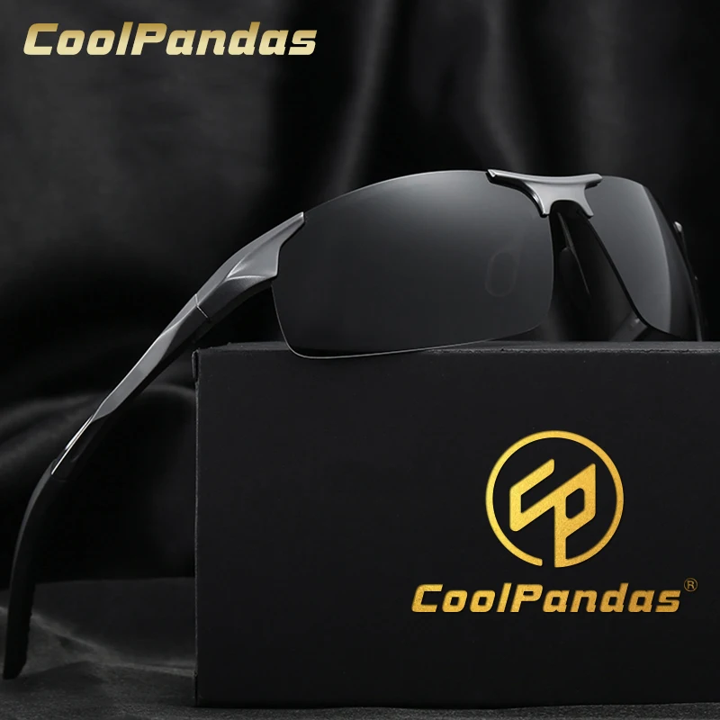CoolPandas-편광 남성용 알루미늄 선글라스, 운전 미러 렌즈, UV400, 남성 및 여성용 선글라스