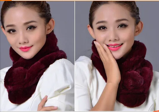 Outwear Winter Furry Casual Furry Thick Furry Rex Rabbit Fur Scarves Women Ring Korean Office Luxury Fur Scarfs V660