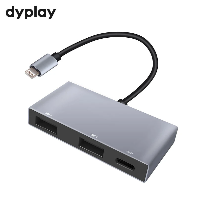 Dual USB adaptador para iPhone iPad a 16 8pin OTG Cable con puertos hembra e interfaz de alimentación de carga| | - AliExpress