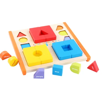 

Wooden Toys Teaching aid Shapes Sorting Montessori Puzzle Preschool Learning Educational Game Baby Toddler Toys for Children