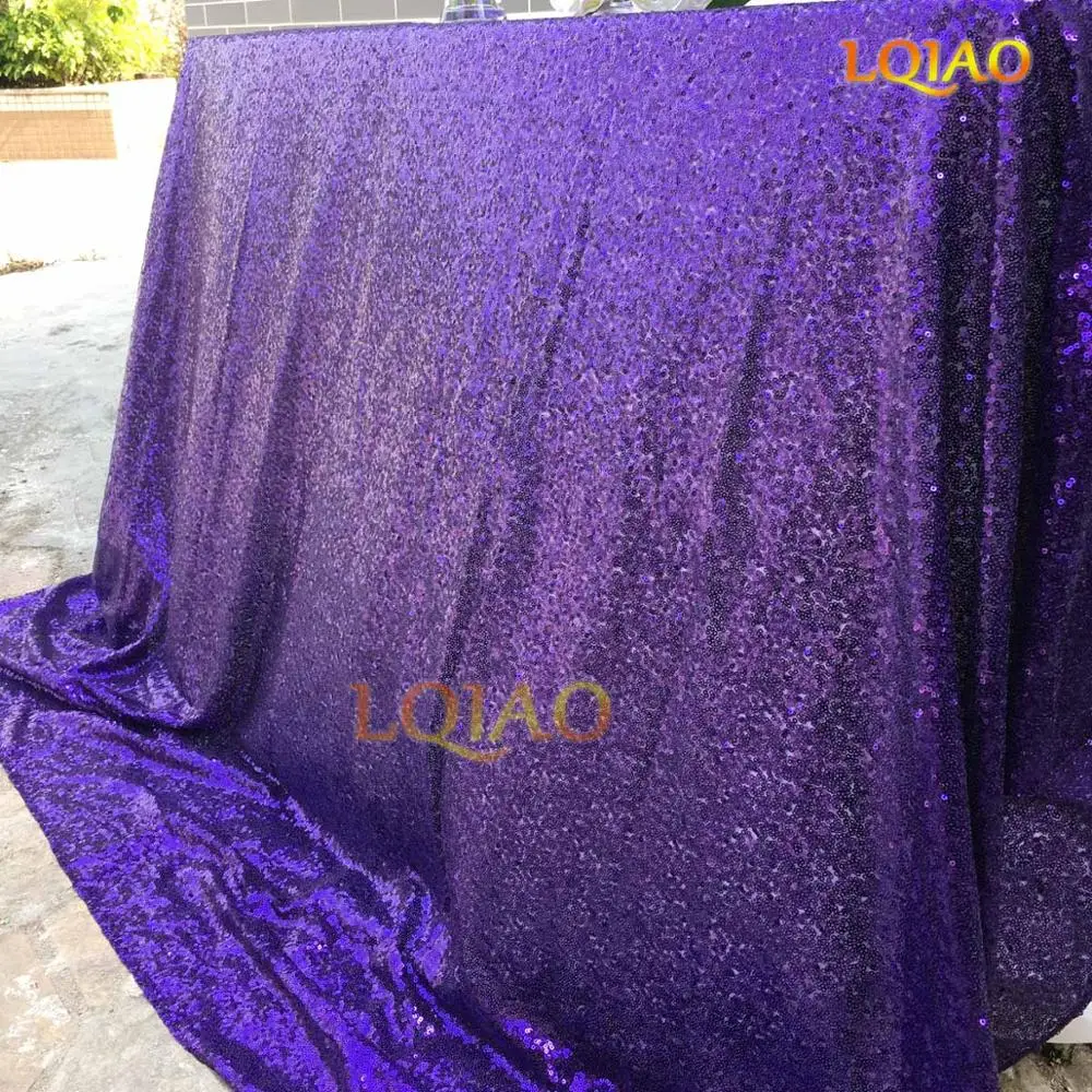 Лидер продаж, 90x132, inch-225x330cm скатерть с вышивкой цвета шампанского, кружевная скатерть с пайетками, прямоугольная Золотая скатерть для свадебного торжества, декор стола - Цвет: Purple