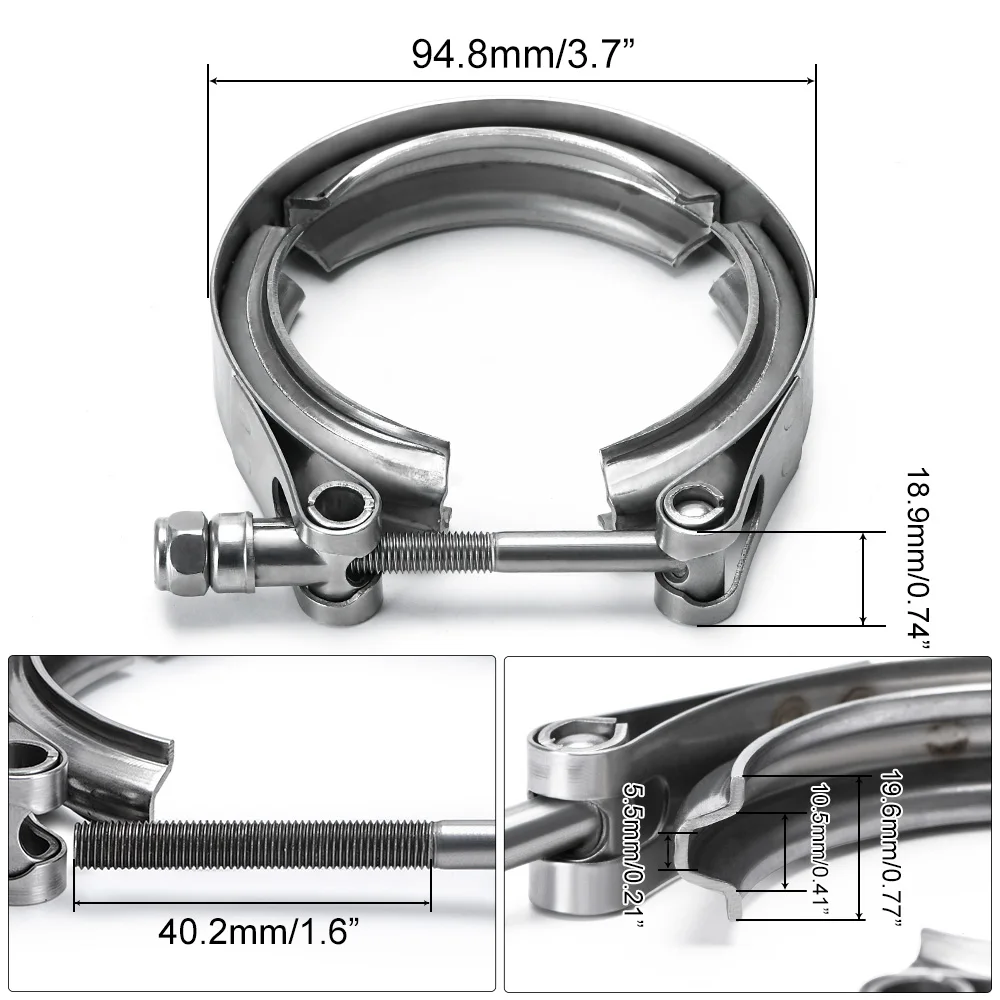 VR-2.5" STAINLESS STEEL 304 TURBO/INTERCOOLER/DOWNPIPE/DOWN PIPE/HOSE NORMAL OR QUICK RELEASE V Band CLAMP VCN25/VCQ25