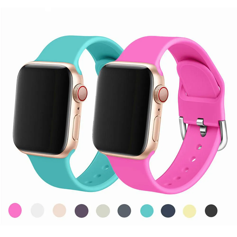 Силиконовый ремешок для Apple watch band 44 мм 40 iWatch 42 38 спортивный браслет часов 5 4 3 2 38/40