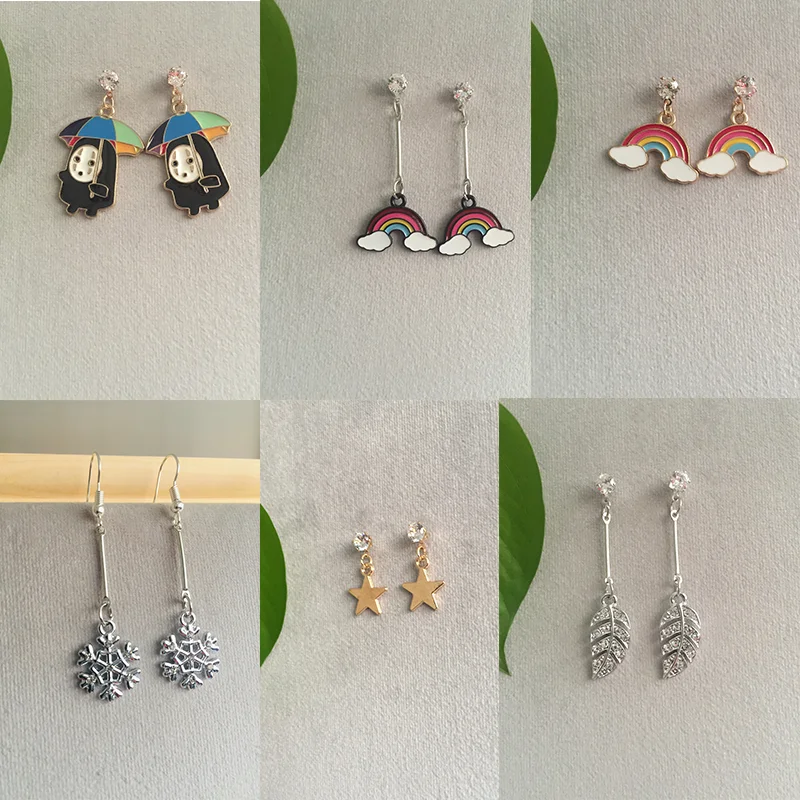 

Stars Snowflakes Zircon Rainbow Leaves Love Crystals Statement Earrings Earrings Jewelry Earrings 2019