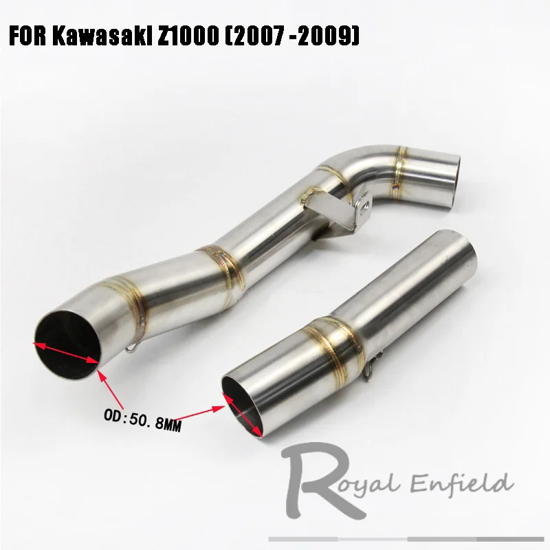 Выхлопная труба мотоцикла z1000 slip on Mid pipe гоночная выхлопная труба для Kawasaki Z1000 2003-2009 - Цвет: 2