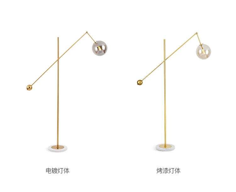 Modern creative glass ball living room floor lamp LED art bedside bedroom Nordic designer marble base floor lamp
