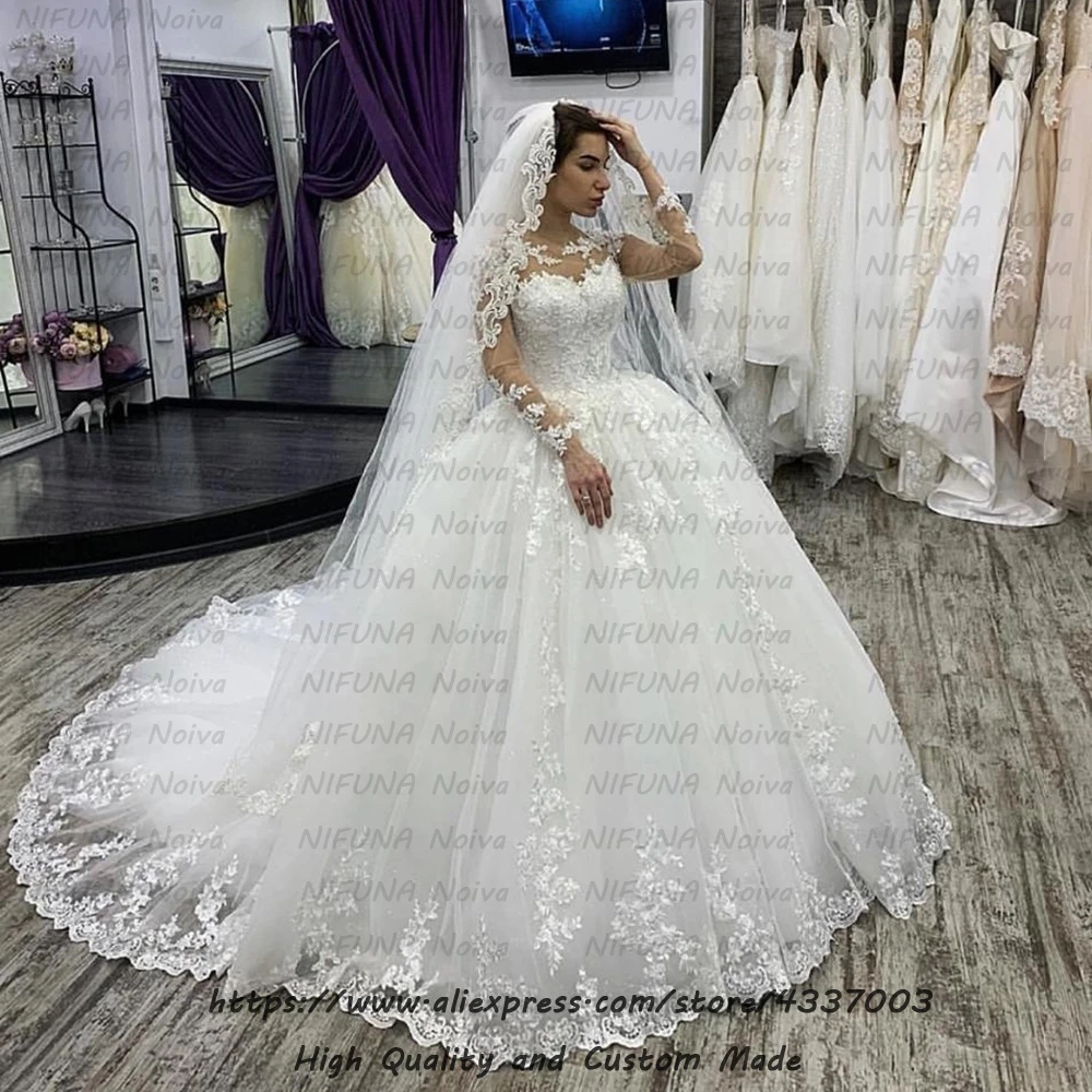 Robe Mariage винтажное накладное украшение для свадебного платья пикантное свадебное платье кружевное бальное платье с длинным рукавом свадебное платье es vestido de novias