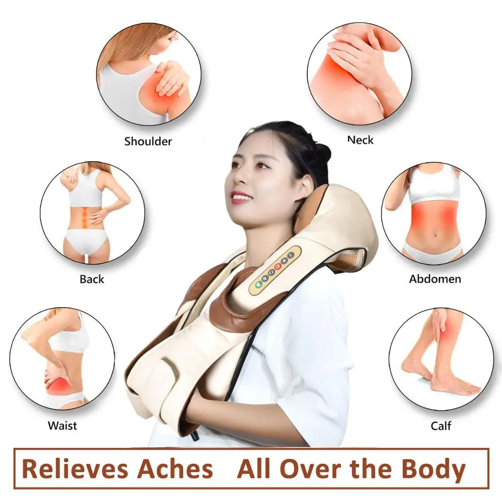 Neck and Back Massager with Adjustable Strap and Heat Electric Shiatsu Shoulder Massagers with Deep Tissue Kneading Massage