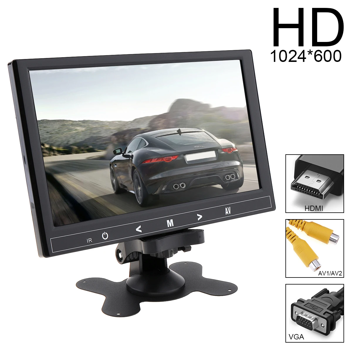9 дюймов 16:9 HD TFT lcd цветной автомобильный монитор заднего вида 2 видео вход DVD VCD подголовник автомобиля монитор Поддержка аудио видео HDMI VGA