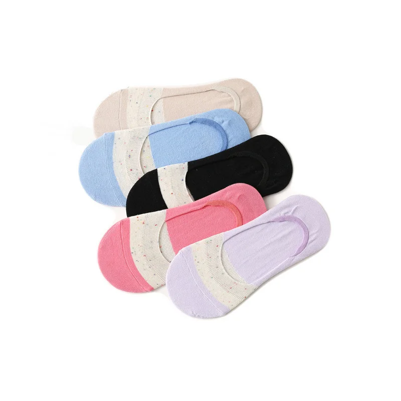 

5 Pairs Spring Summer Women Boat Socks Cotton Breathable Patchwork Color Invisible Women's Socks Casual Shallow Mouth Socks