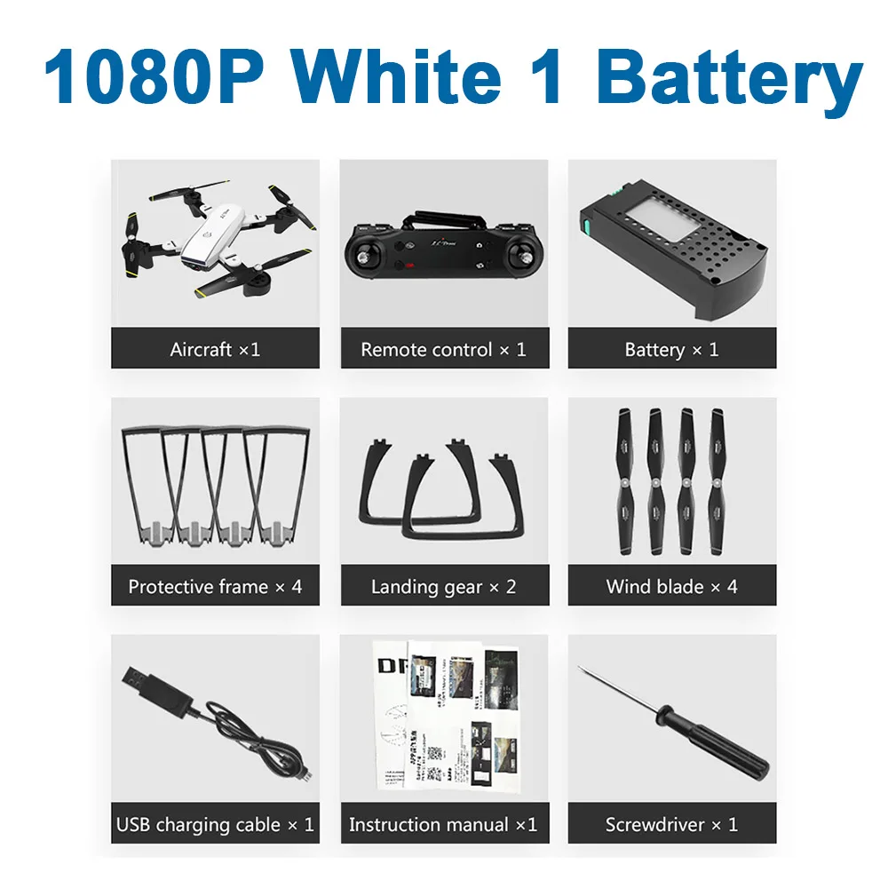 1080P White 1Battery SG700-D WiFi радиоуправляемая беспилотная камера складной 4K 1080P HD Двойная камера оптический поток в реальном времени антенна видео RC Квадрокоптер самолет - Цвет: 1080P White 1Battery