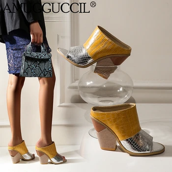 

2020 New Plus Big Size 34-48 Black White Yellow Fashion Sexy High Heel Summer Sandals Female Lady Women Slippers L1199