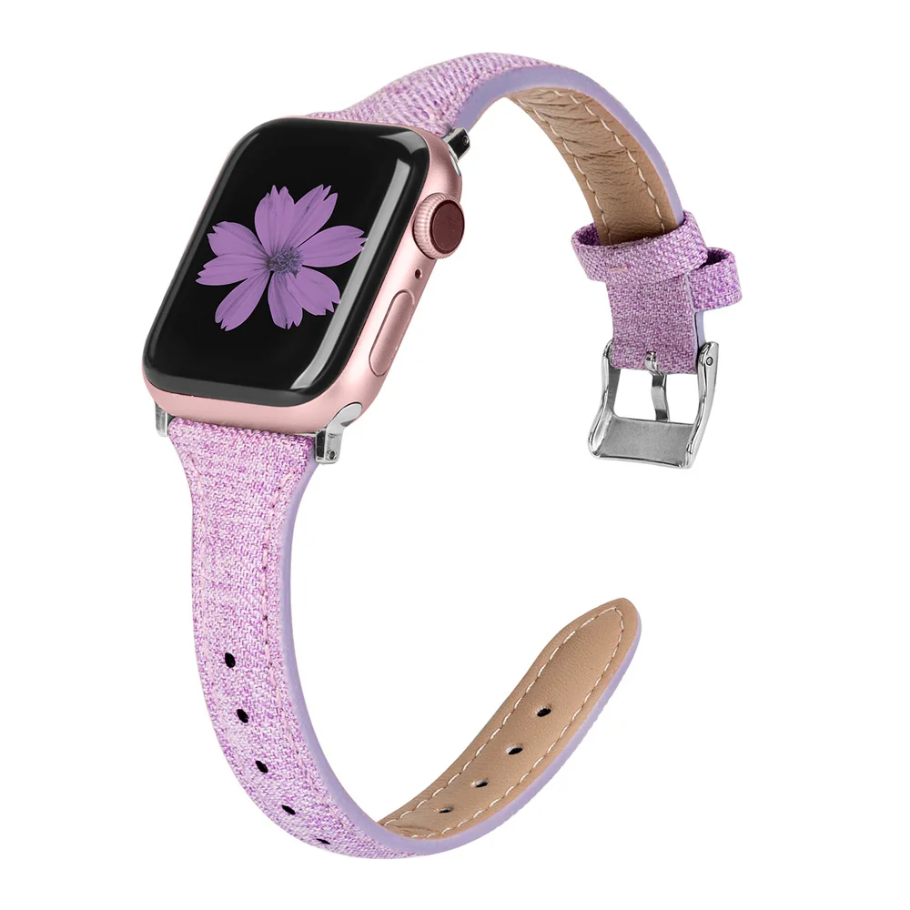 Purple Холщовый ремешок Wearlizer для iWatch Apple Watch, женский, мужской ремешок 38 мм, 40 мм, 42 мм, 44 мм, серия 5, 4, 3, 2, 1, ремешок на запястье, браслет - Цвет ремешка: Purple