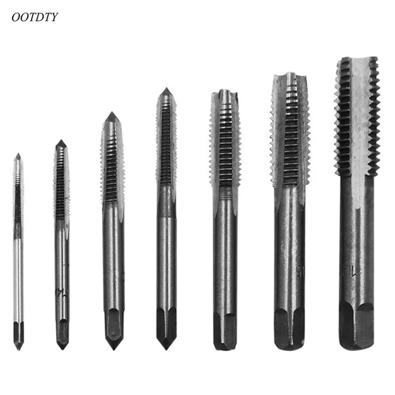 

7pcs M3-M12 Bearing Steel Machine Spiral Point Straight Fluted Hand Screw Thread Hand Tap Drill Set Metric Plug Hand Drill