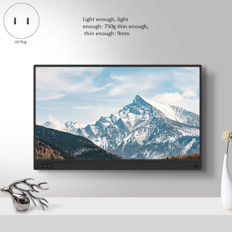 Portable Monitor 15 6 Inch IPS Display Built in Type C Rich Interface Can Connect to Many Peripherals 1080P US Plug