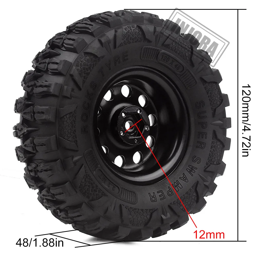 Injora 4 шт. 2,2 шины для колес& металла бисером 10 обод колеса для 1/10 RC Рок комплект автомобильных принадлежностей для передней и задней оси SCX10 90046 Traxxas TRX-4