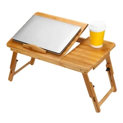 Support d'ordinateur en bambou réglable, 2 tailles, bureau pour ordinateur Portable, Lapdesk, ventilateur USB, plateau de Table pour l'étude 