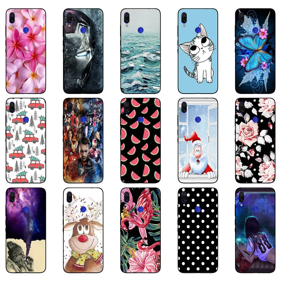 Untuk Xiaomi Redmi Note 7 Hitam Case Silikon Lembut Funda untuk Xiaomi Redmi Catatan 7 Hitam TPU Case Pelindung 6.3 