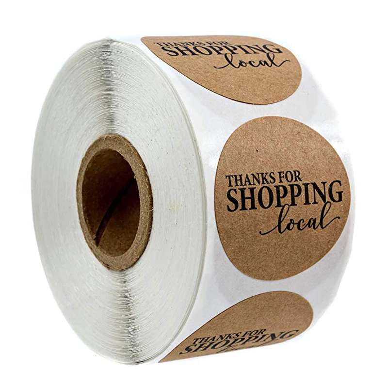 

Round Kraft Thank You for Shopping Local Stickers -500 Labels Per Roll Handmade lable for scrapbooking Office Stationery Sticker