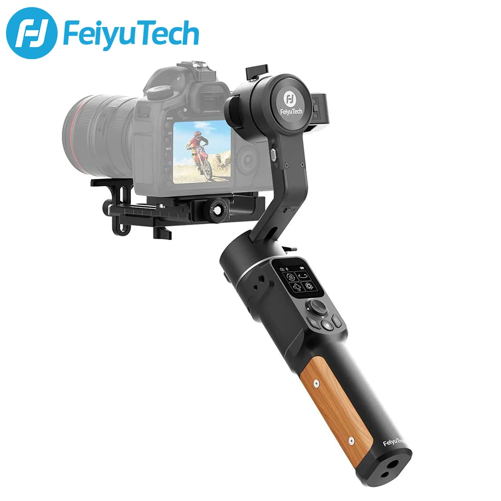 Caixa aberta usado feiyutech ak2000c câmera dslr estabilizador de toque handheld lcd painel de 3 eixos até 2.2 kg para canon nikon