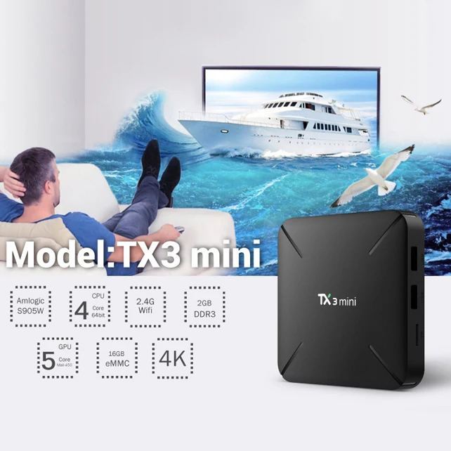 TX3 Мини Android 8,1 tv BOX 2 ГБ/16 ГБ S905W 2,4 ГГц WiFi HD медиаплеер