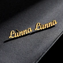 Custom Jewelry Name Earrings For Women Stainless Steel Personalized Nameplate Stud Earings Fashion Jewelry Aretes De Mujer
