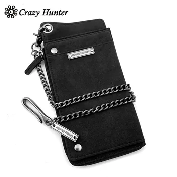 

Many Card Holder Men Biker PU Leather Wallet Purse With Anti Lose Chain