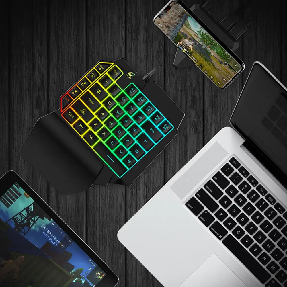 USB Проводная игровая клавиатура с светодиодный светильник на заднюю панель