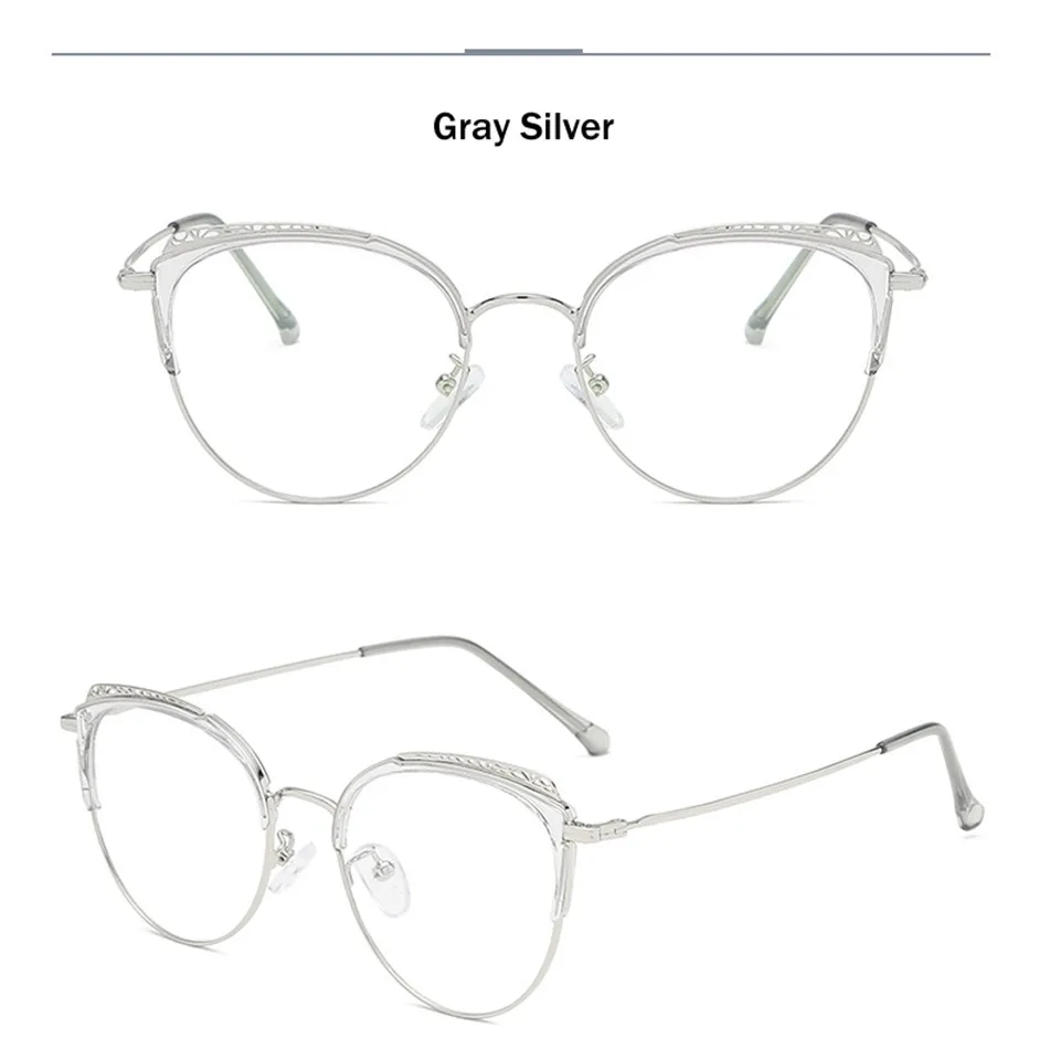 Elbru Retro TR90 Car Eye Frame Glasses Women Myopia Optical Frame Cat Ear Simple Metal Eyeglasses Fashion Lady Eyewear Frames