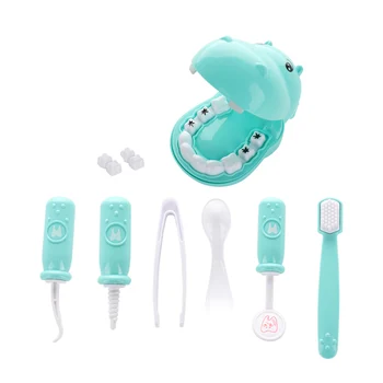 

9Pcs Kids Pretend Plush Play Dentist Check Teeth Model Set Kit Role Play Simulation Learing Educational Toys