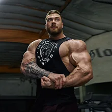 Мужской спортивный жилет для фитнеса в европейском и американском стиле, впитывающий воздух, без рукавов, i-образный жилет, футболка