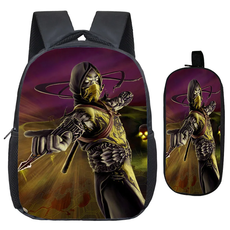 Милый Скорпион в mmoral Kombat X Mask 2 шт./компл. Рюкзак Школьные сумки отличное качество печати сумки красивый детский сад рюкзак - Цвет: 11