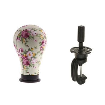 

23 inches Cork Canvas Block Mannequin Head for Wig Making with Support Clamp