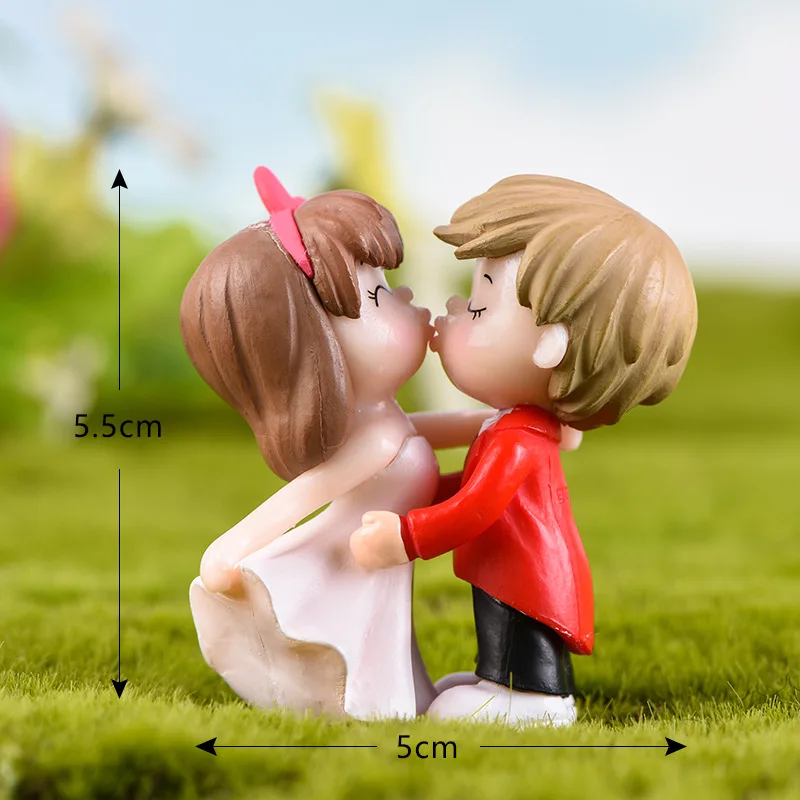 Романтические парные фигурки милые влюбленные свадебные куклы ПВХ сказочные садовые миниатюрные украшения для дома - Color: 004