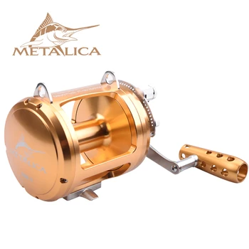 شراءعجلات التصيد المعدنية 30W-II/50W-II/80W-II 8 + 1BB بكرات الطبل الصب نموذج كبير كامل معدني أعماق البحار قارب الحديد بكرة الصيد