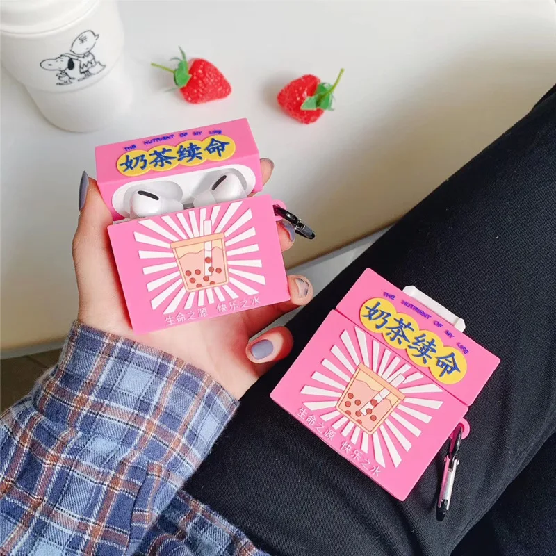 

Bluetooth Earphone Case for Airpods Pro Cover Cute Silicone Accessories Protective Case for AirPod Pro 3 Cartoon 3D Milk Tea