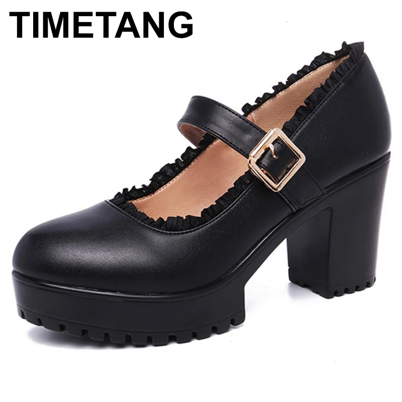 TIMETANGFashion Осенняя женская обувь женские туфли-лодочки на высоком каблуке для