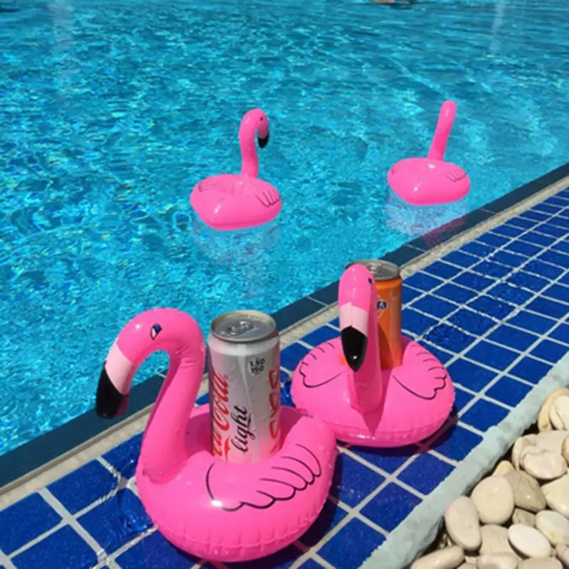 Inflatable Flamingo Unicorn Swan Pool Float Toys Drink Float Cup Holder Swimming Ring Party Toys Beach Kids Adults