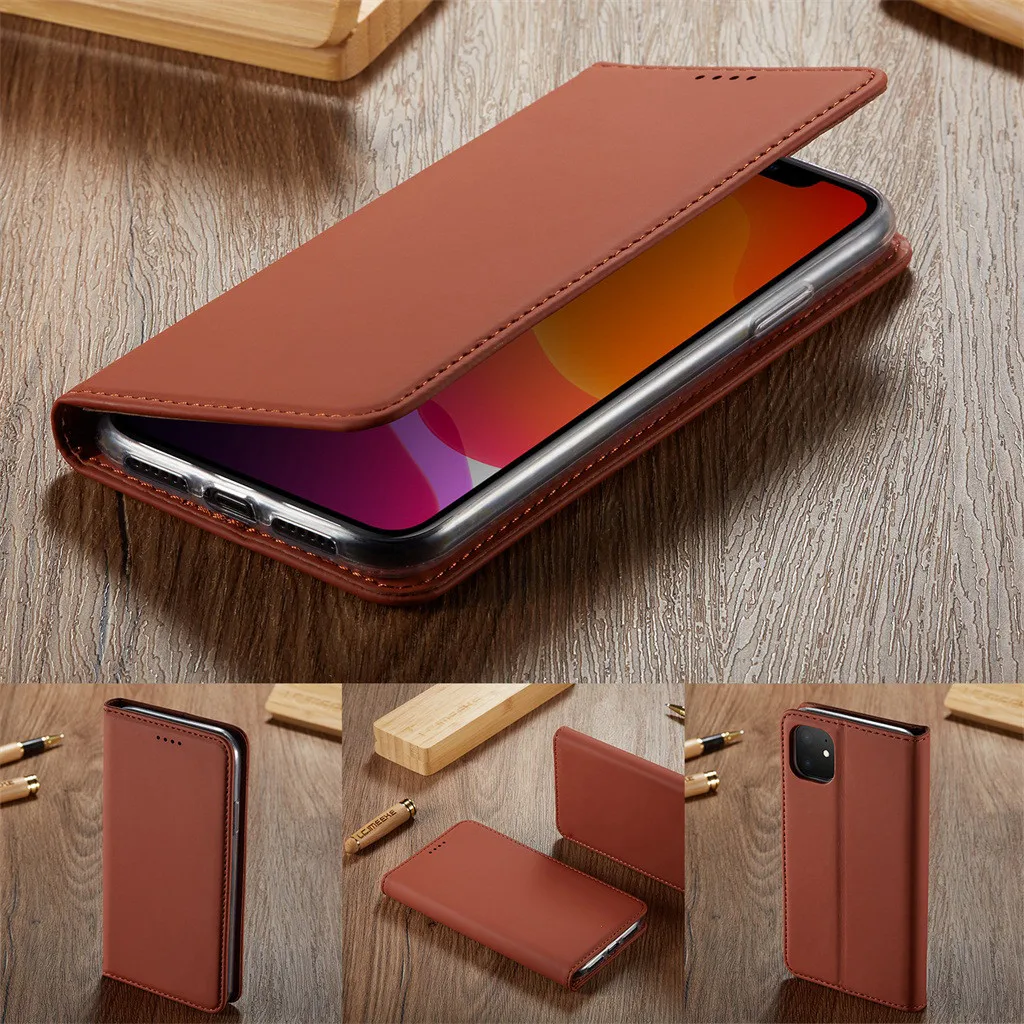 Чехол для телефона, кожаный Чехол-кошелек для Iphone 11, 6,1 дюймов, с отделением для карт, откидной Чехол, Чехол-книжка, Caja Del telefono, черный, Прямая поставка