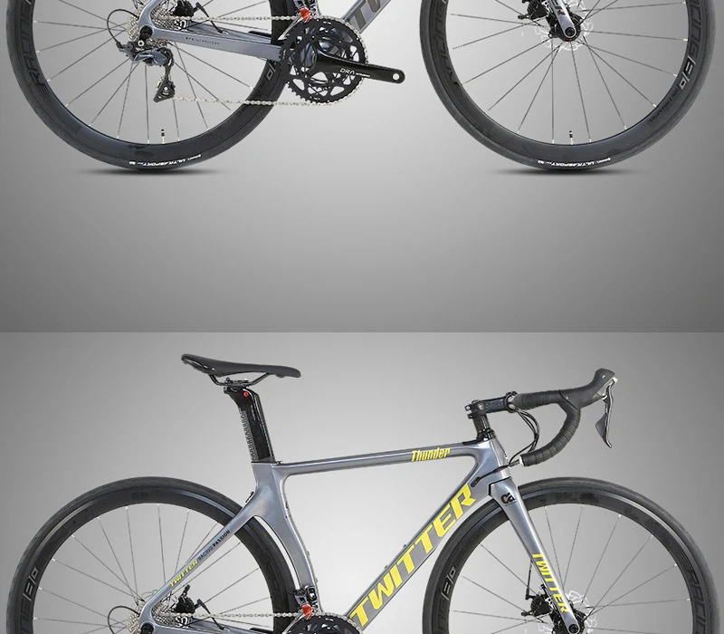 TWITTER Carbon Road bike 22 speed Disc brake road bike Carbon wheel For 105/R7000 UT/R8000 Components