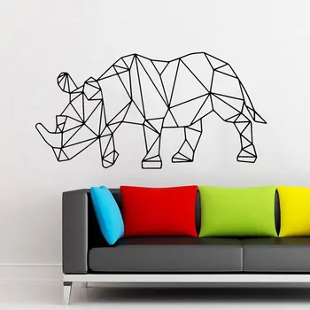 

Geometric Rhino Animals Wall Sticker Vinyl Home Decor For Living Room Bedroom Interior Decoration Mural Decals Removable 4023
