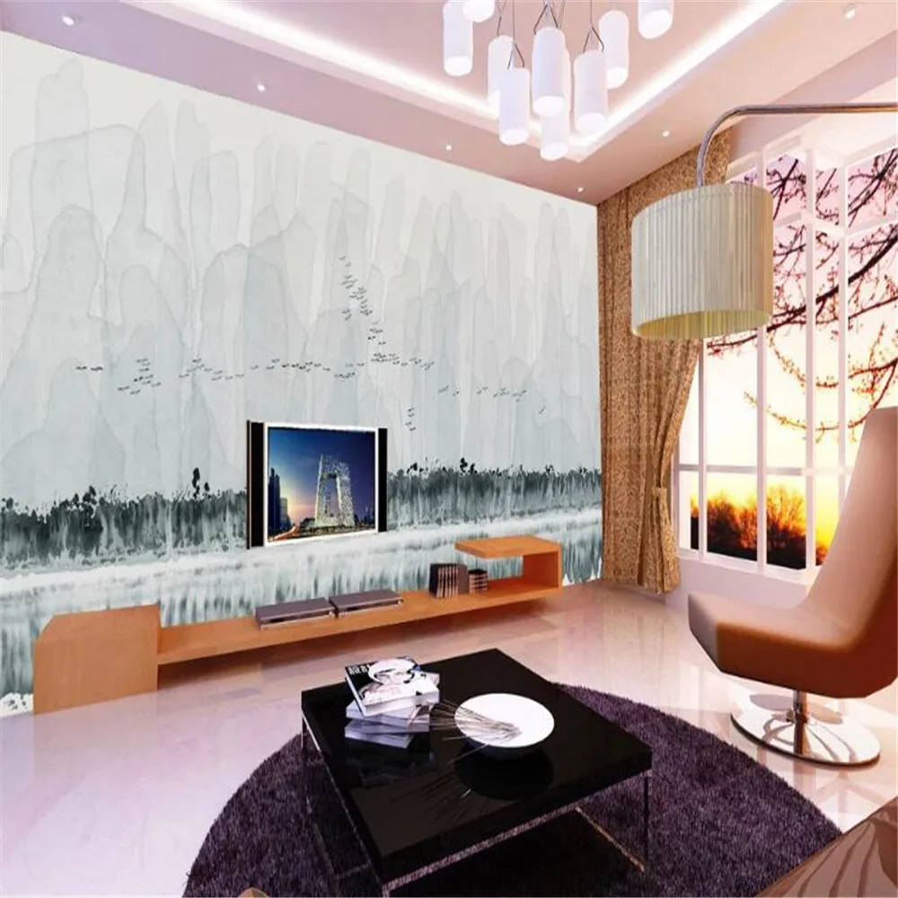 milofi custom large wallpaper mural abstract freehand ink Chinese painting Guilin landscape TV background wall | Обустройство дома