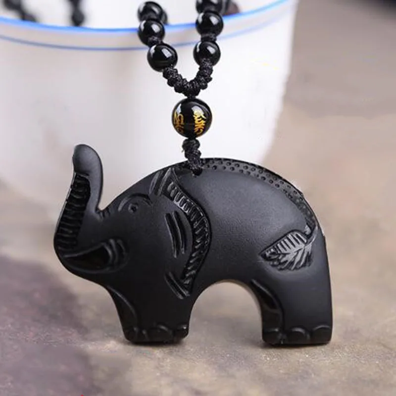 

Natural Obsidian Lucky Elephant Pendant Jewelry Fine Jewelry Lucky to ward off evil spirits Amulet Jade Pendant Jewelry