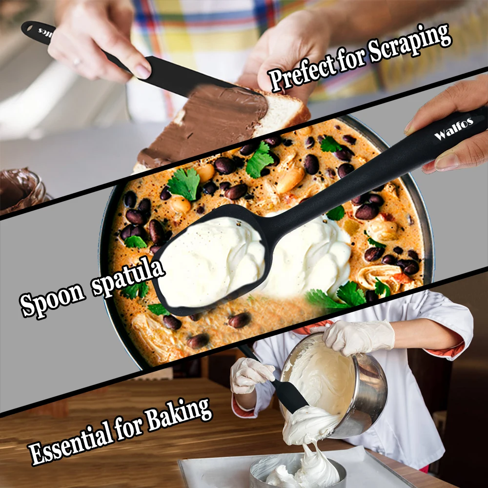 Kitchen Utensils 5 Pcs Non-Stick Silicone Cream Spatula Cooking Spoon